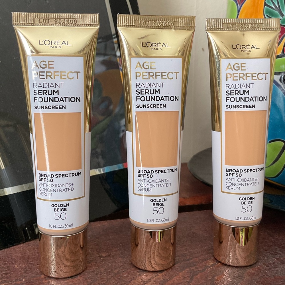 3 tubes L’Oreal Age Perfect Radiant Serum Foundation SPF 50 in  50 Golden Beige